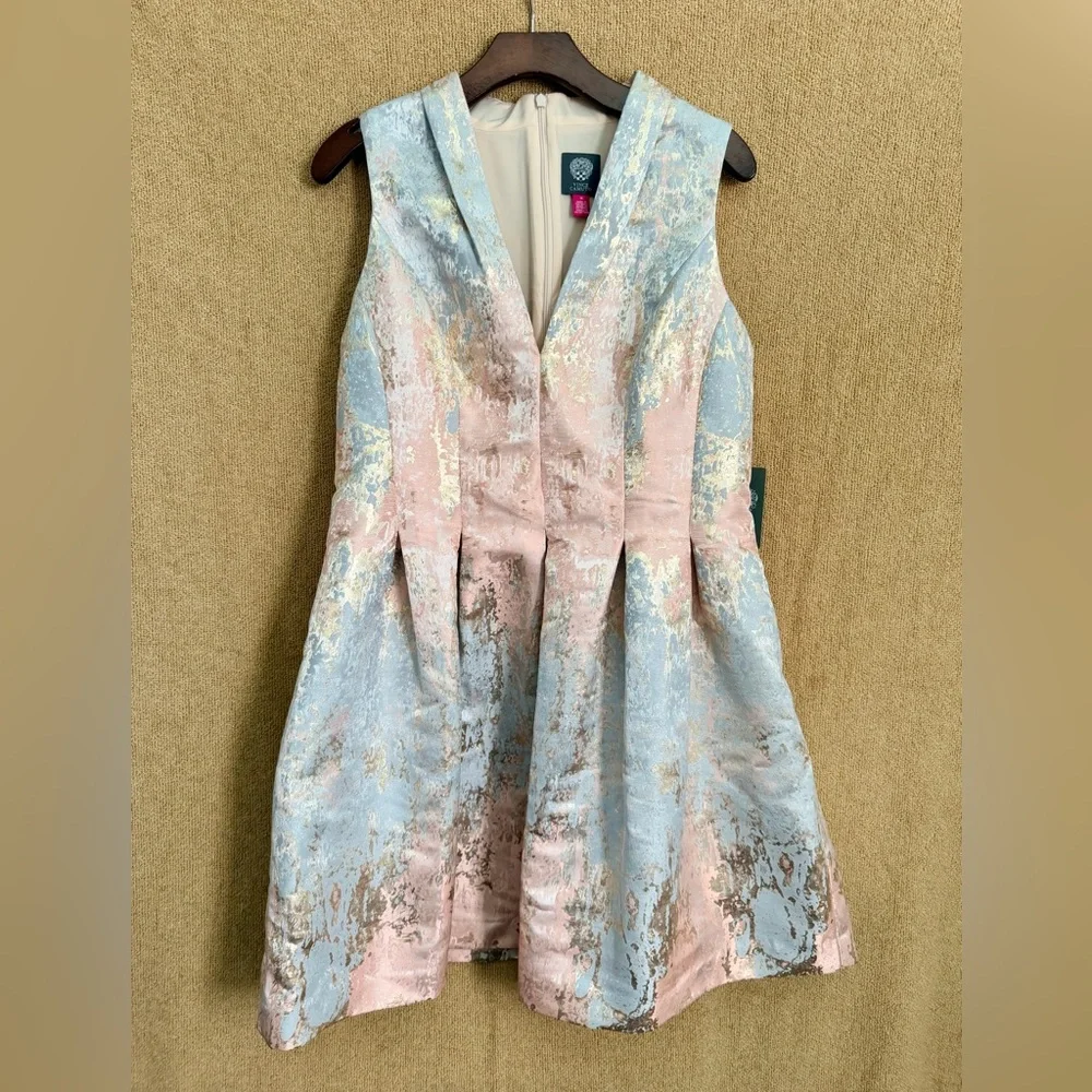 NWT Vince Camuto Jacquered Sleeveless Fit and Flare Dress size 14 - Picture 3 of 12